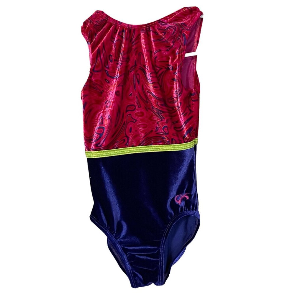 gk Elite leotard child XS Shiny Glitter  purple pink swirl GYMNASTIC dance READ